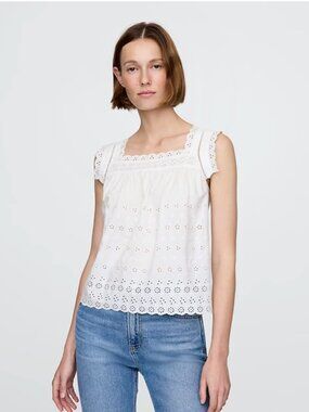 GAP x Doen White Eyelet Lace Blouse